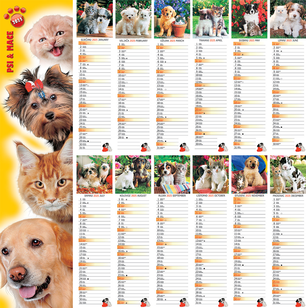 90030005 Kalendar 2025 - Kućni ljubimci